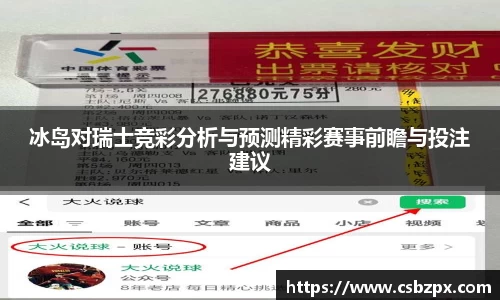 冰岛对瑞士竞彩分析与预测精彩赛事前瞻与投注建议
